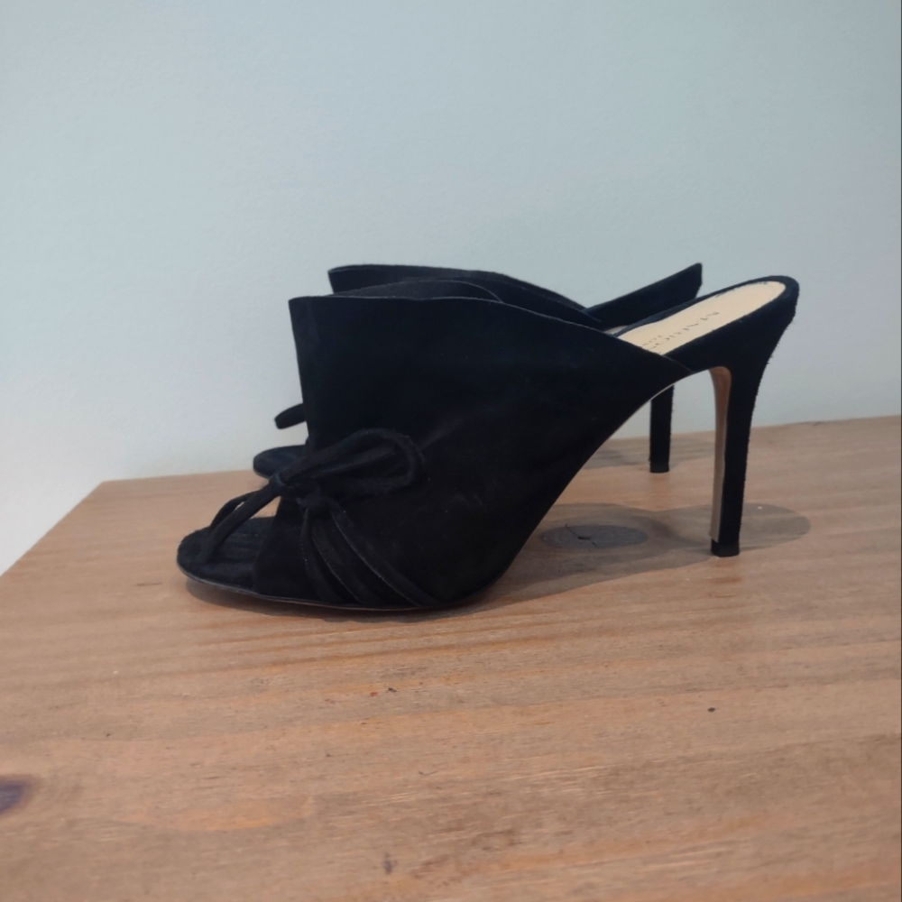 Marion parke black suede mule stiletto heels 39.5 $580